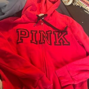 red pink zip up